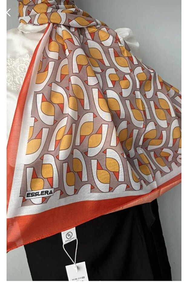 Mineleşarp Geometric Patterned Soft Shawl - 4