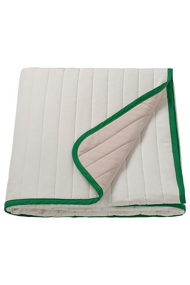VETEJORDFLY Bedspread, white/beige, 160 x 250 cm