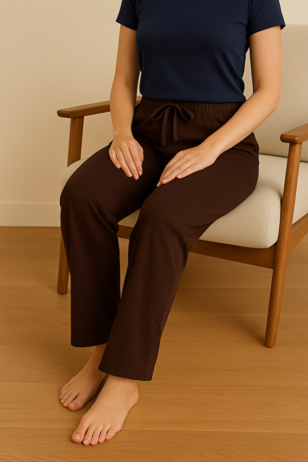 Kahve Rengi Tek Alt Pijama - 1