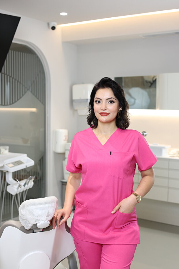 Doktor/ Hemşire Forması Soft Likralı V Yakalı Tek Üst Scrubs - 3