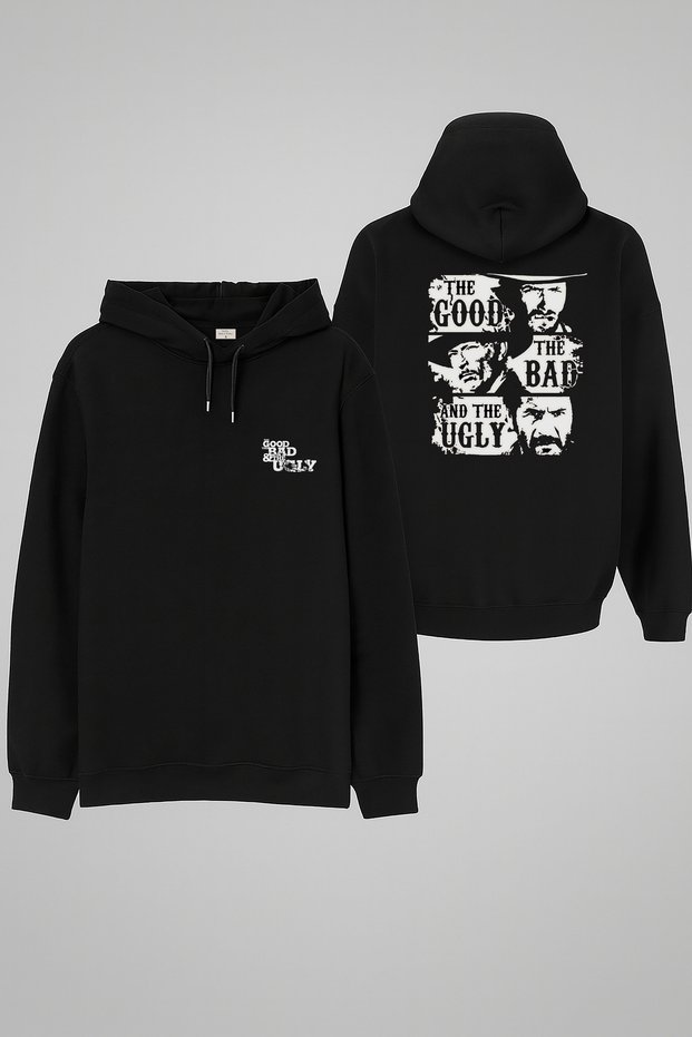 The Good, the Bad and the Ugly Printed Adult Black Hooded Sweatshirt Hoodie
