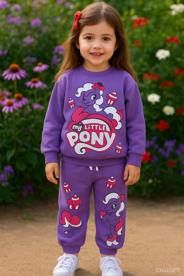 Girl's 2-Piece Set Sweatshirt with Elastic Waist and Cuffs - Tracksuit Set