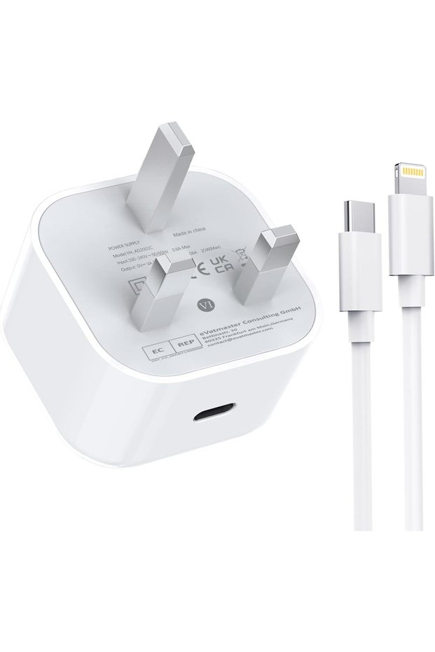 Apple MFi Certified 20W USB C Fast Charger - UK Type C Power Adapter with 2M iPhone Cable for iPhone