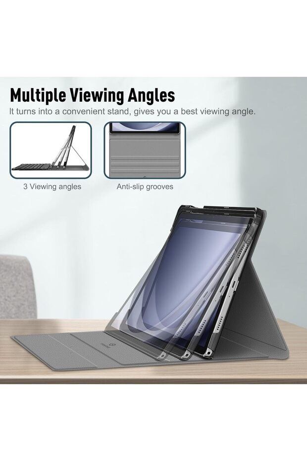 Muzz Galaxy Tab A9 Plus 2023-11 Inch Keyboard Case, Magnetic Wireless Bluetooth QWERTZ Arabic and En - 1