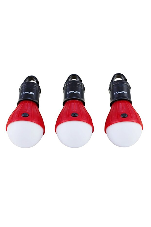مصباح خيمة LED - لمبة تخييم تعمل بالبطارية مكونة من 3 قطع مع 3 أوضاع وخطاف