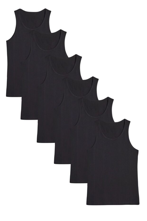 100% Cotton 6-Piece Classic Black Men's Undershirt L.U.O1.K.0K.A3.K.0O.T.A6