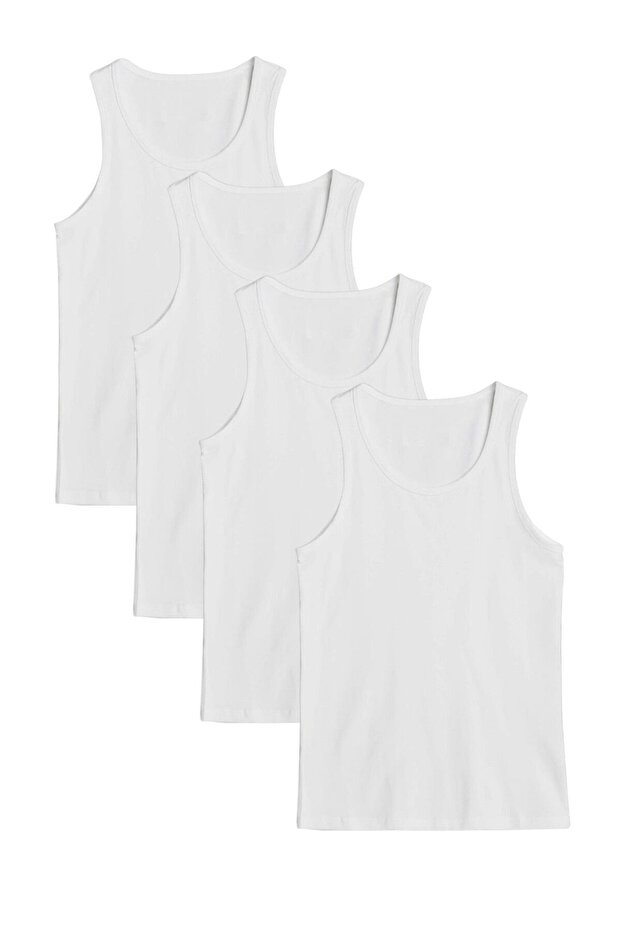 100% Cotton 4-Pack Classic White Men's Undershirts L.U.O1.K.0K.A3.K.0O.T.A4