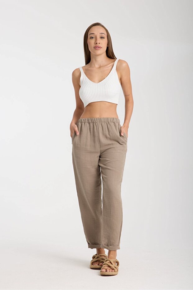 Udenya Double Layer Muslin Straight Pants