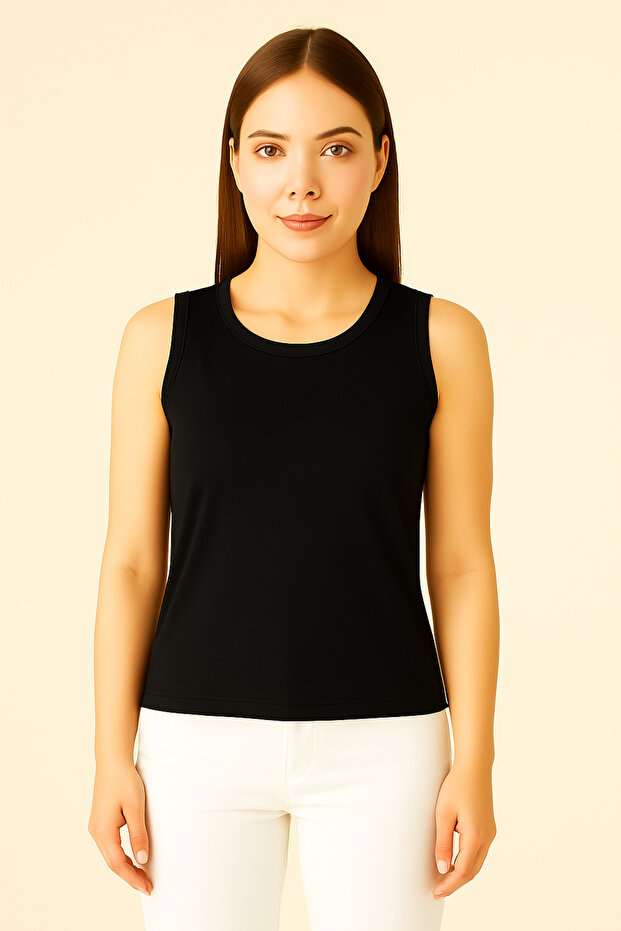 Women's Basic Comfortable Lycra Crew Neck Cotton Sleeveless Undershirt Hijab Innerwear & Casual Combination & T-Shirt