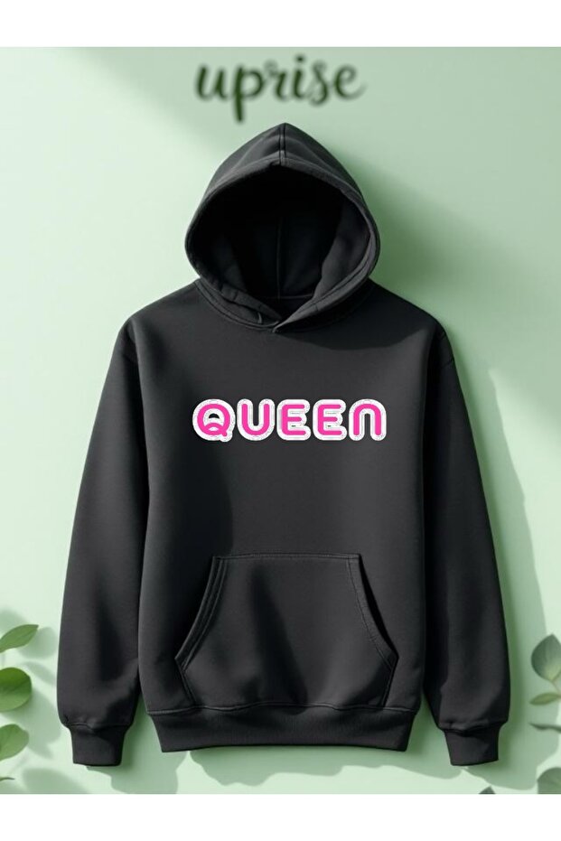 Queen Text Printed Cotton 3 Thread Oversize Sweatshirt