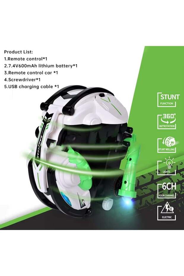 ​RC Remote Control Car, 40x20x10cm, Light, Rolling, 360 Rotation - 3