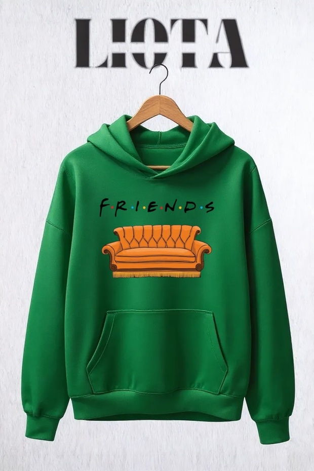 سويت شيرت قطني كبير الحجم مطبوع عليه Friends مكون من 3 خيوط