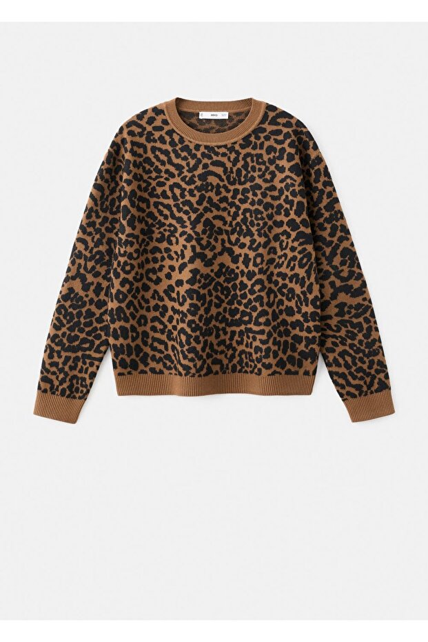 Leopar desenli triko kazak - 3