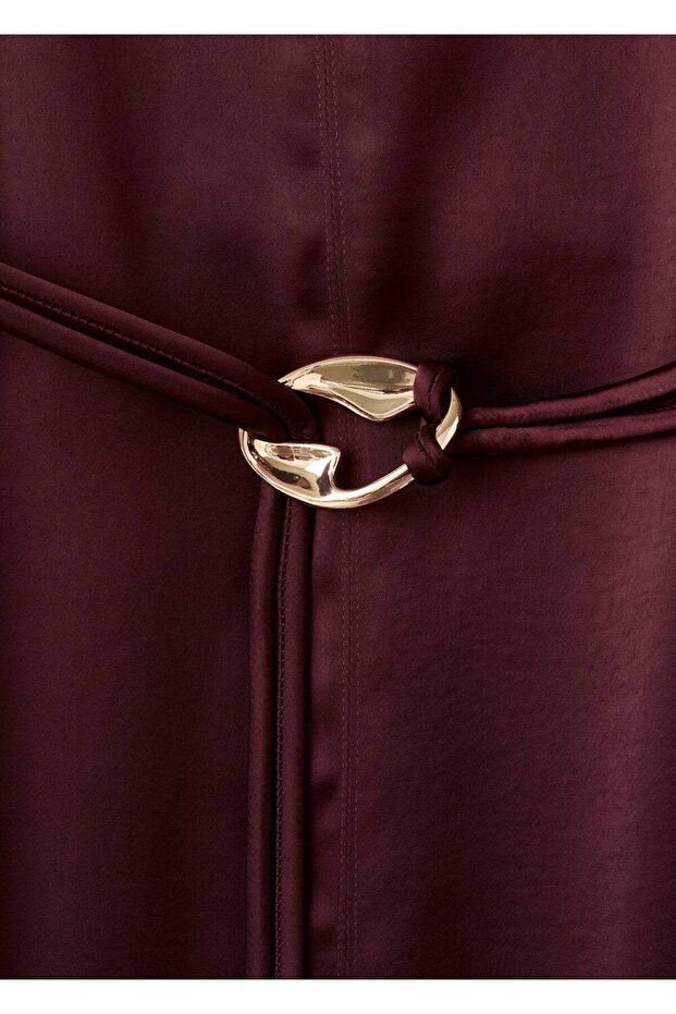 Kemerli saten elbise - 7