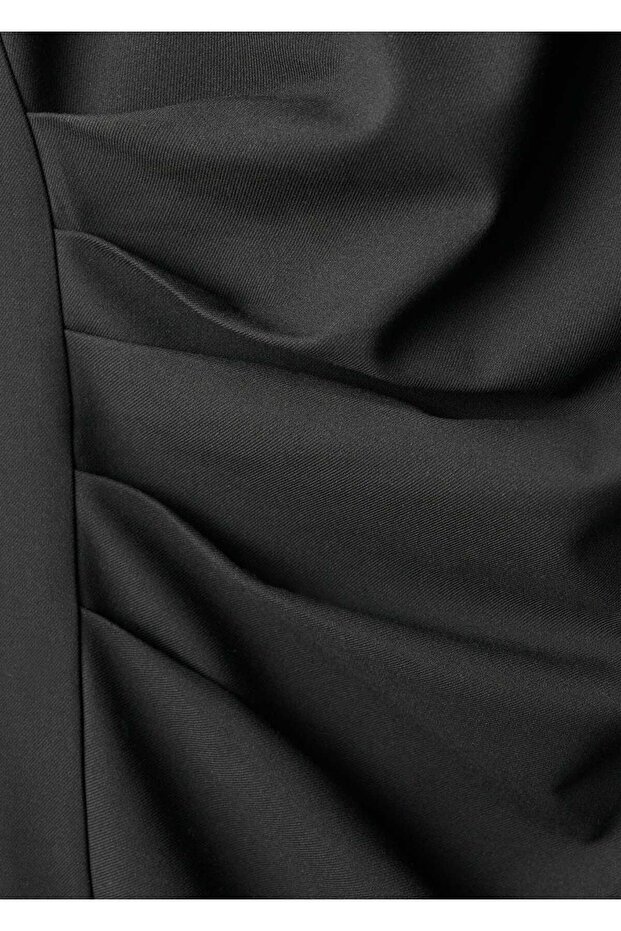 Halter yaka büzgülü elbise - 6