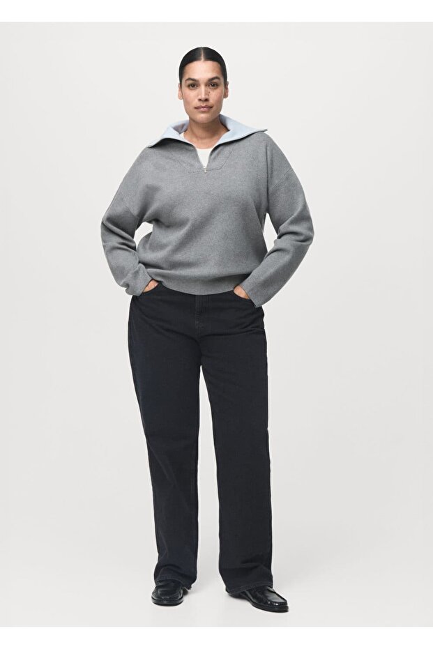 Fermuarlı boğazlı kazak - 7