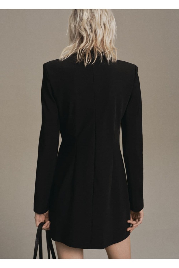 Drape yaka uzun kollu elbise - 4