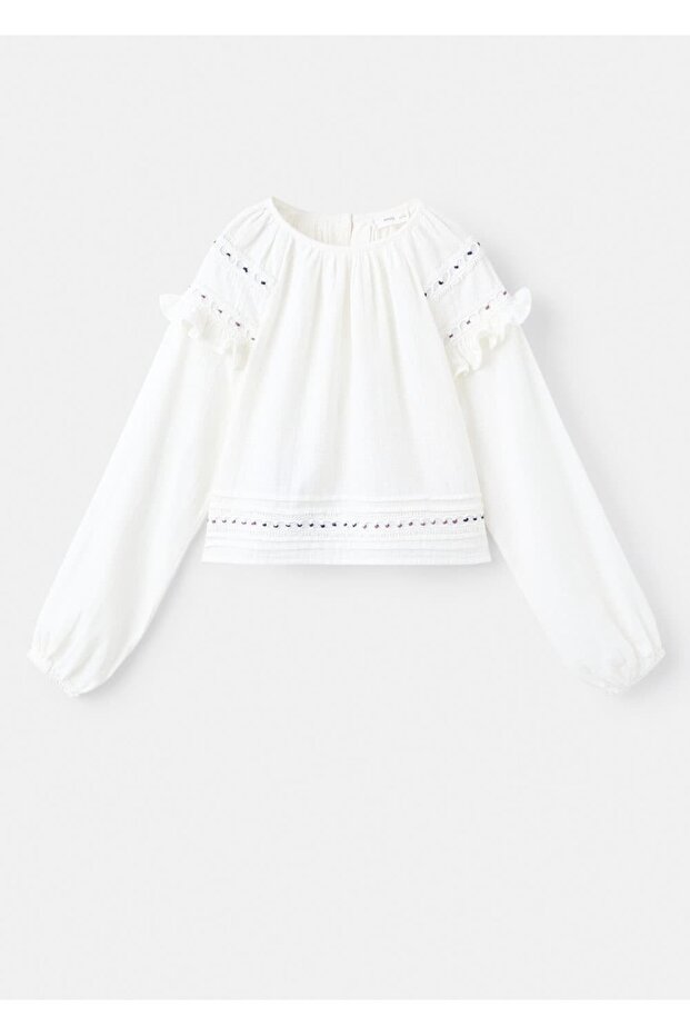 İşlemeli pamuklu bluz - 2