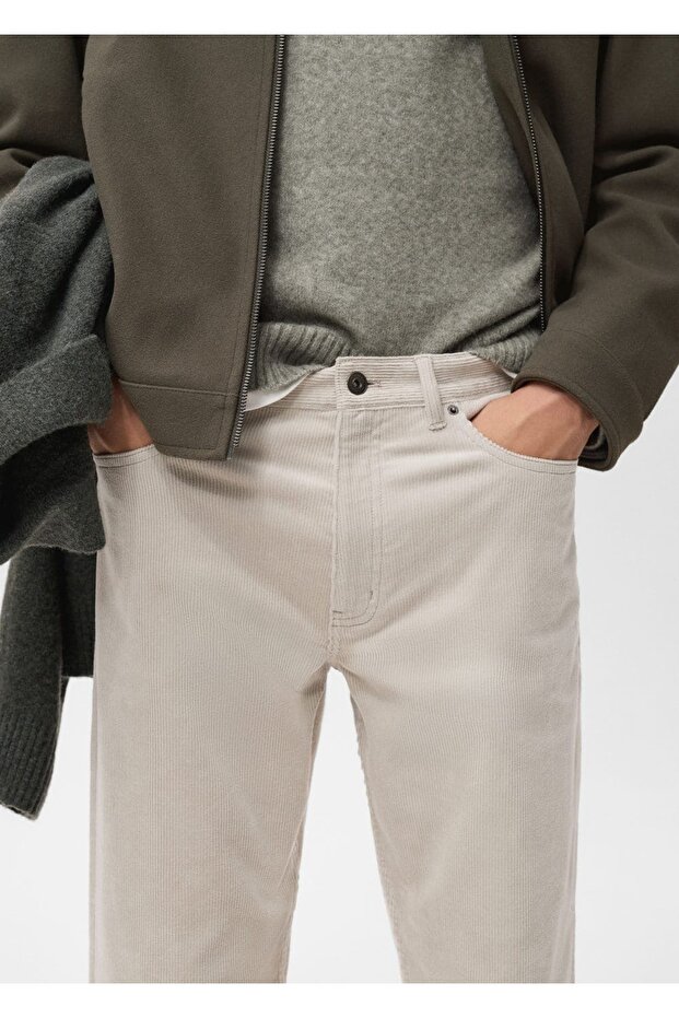 Regular kesim fitilli kadife pantolon - 7