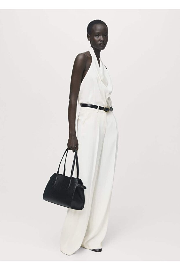 Drape yakalı saten bluz - 2