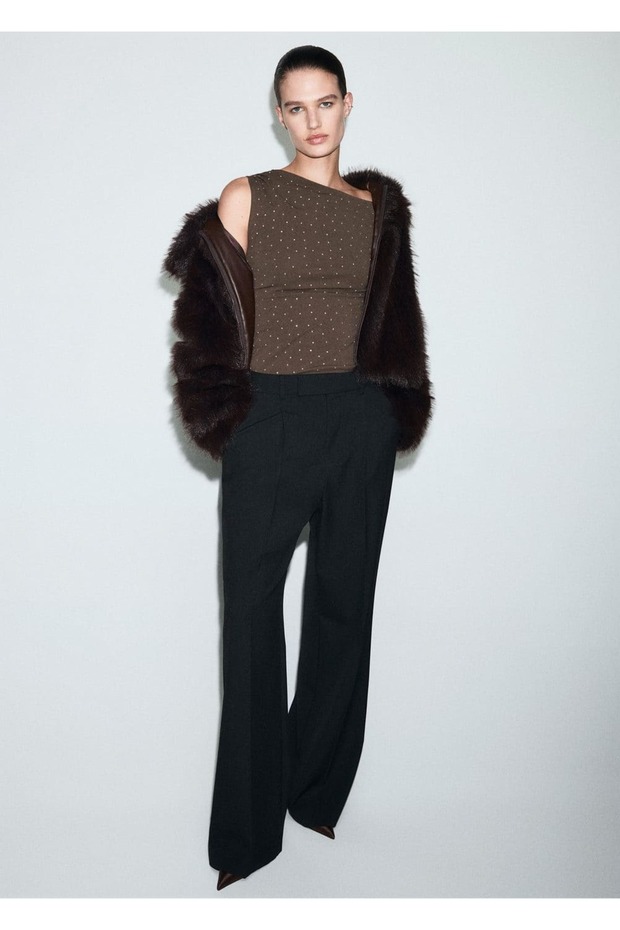 Strass taşlı asimetrik bluz - 2