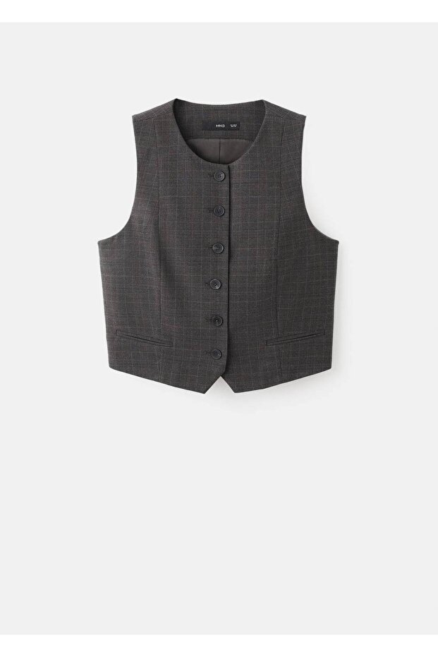 Kareli kumaş yelek - 3