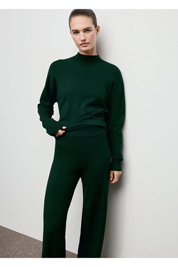 Dikiş detaylı triko pantolon - 5