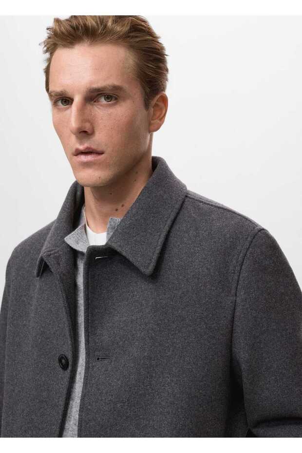 Çıkarılabilir kapüşonlu yün ceket - 6