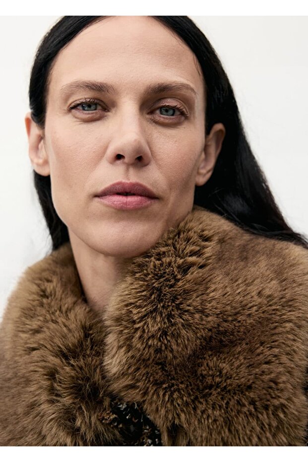 Kürk yaka tüvit ceket - 8