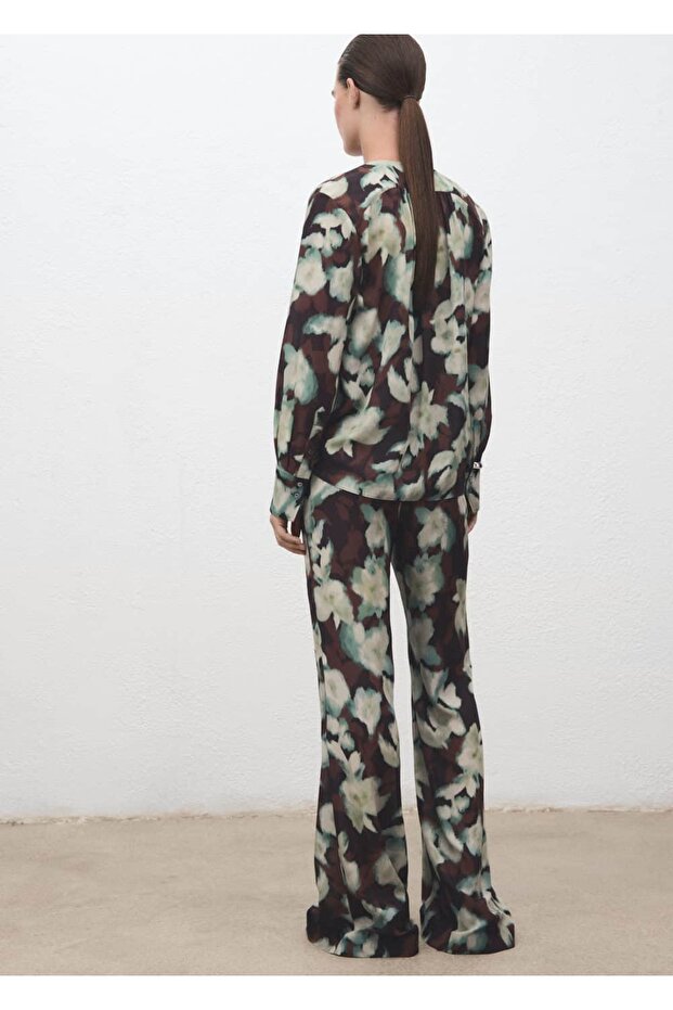 Desenli flared pantolon - 5