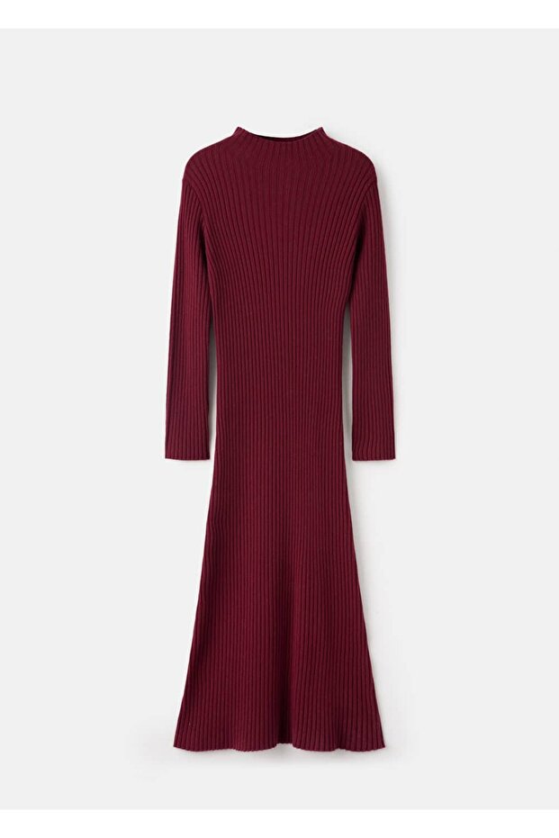 Perkins yaka ribana elbise - 3