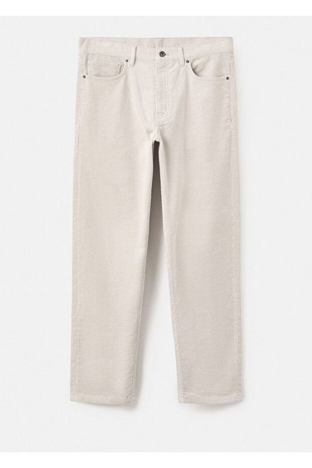 Regular kesim fitilli kadife pantolon - 3