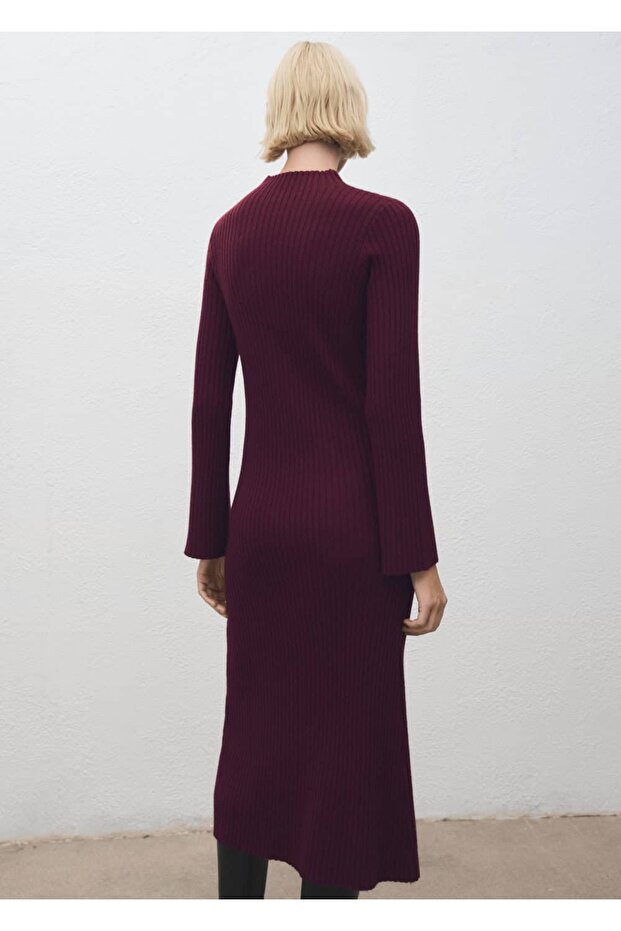 Perkins yaka ribana elbise - 4