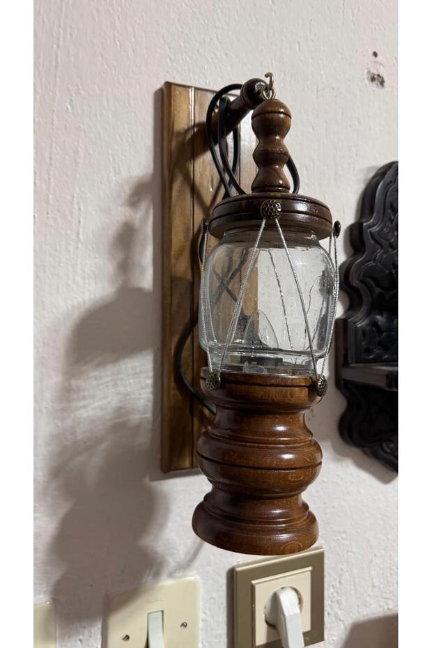 Fener Tasarımlı Elektrikli Ahşap Aplik Lamba 1 Adet - 4