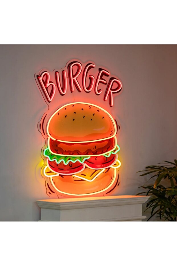 NEON LED IŞIKLI BURGER HAMBURGER - 1
