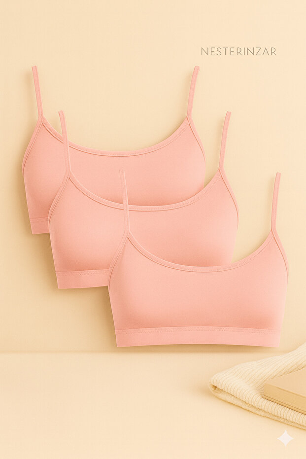 Women's 3-Pack Padded Sports Bra with String Straps Half Tank Top
