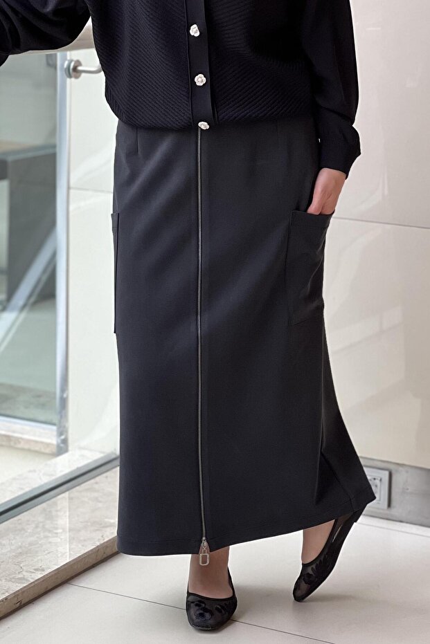 Sentez Cep Detaylı Fermuarlı Etek - 3