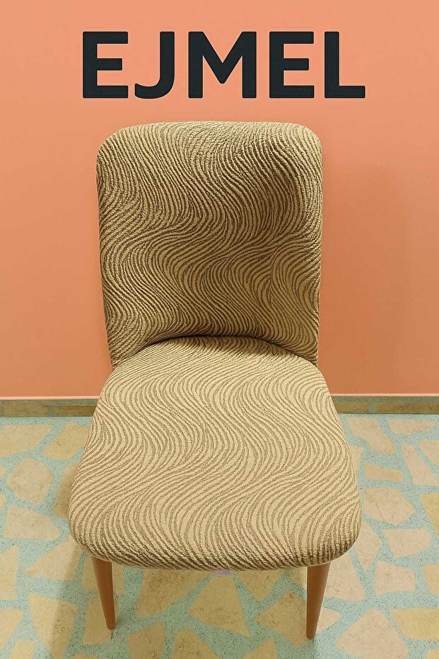 1 Adet Dokuma jakar Oval Sandalye Kılıfı. Retro Sandalye Örtüsü lastikli, esnek, su yolu desen - 1