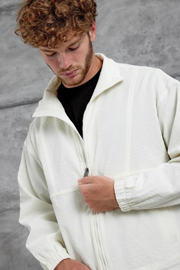 جاكيت رجالي كريمي 251 موسمي كبير الحجم - 2