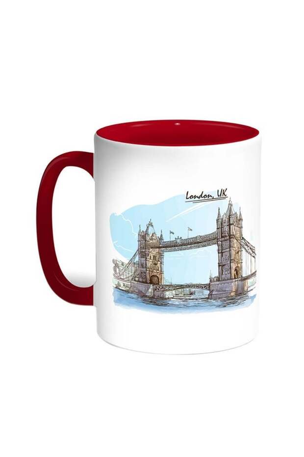 Bridge Of London Printed Coffee Mug Red/White 11ounce