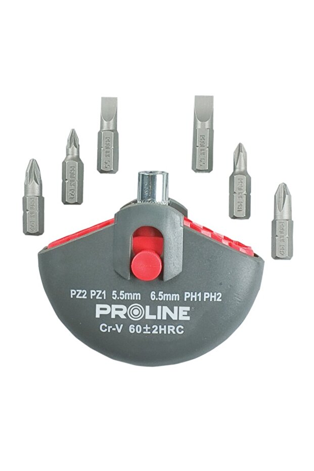 CrV S2 bit set in case with handle PH1 PH2 PZ1 PZ2 flat 5.5 6.5 mm magnetic extension 1/4" 7 - 1
