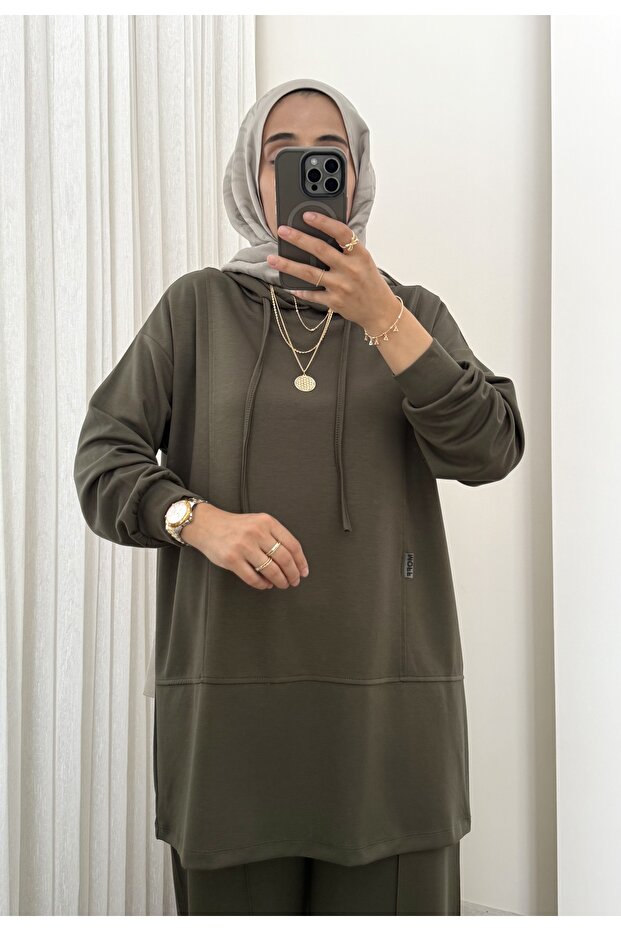 Kapşonlu Soft kumaş basic (geniş kalıp) 2li takım - 6