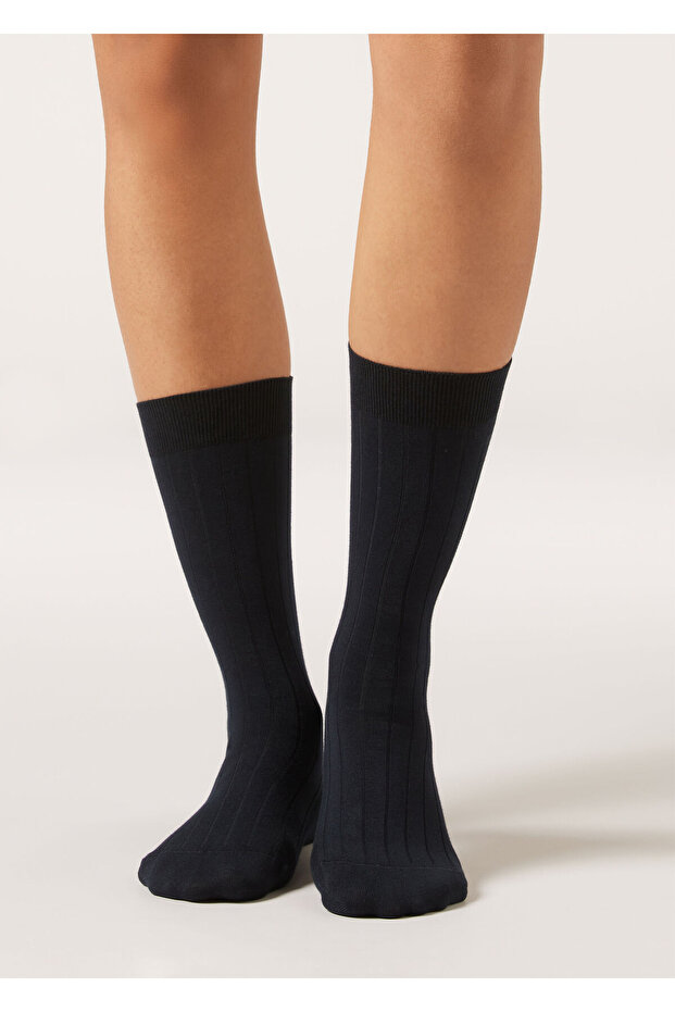 Ribbed 3/4 Length Socks - 1