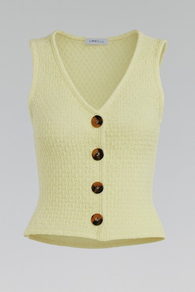 V Yaka Düğmeli YELEK - 4