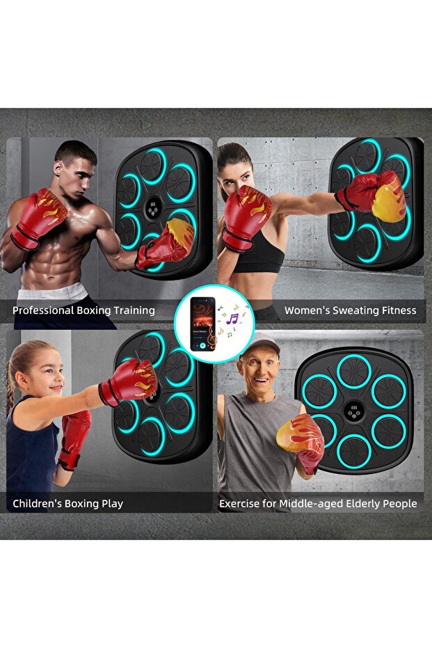 Baswip New Smart Music Boxing Machine with Boxing Gloves, Bluetooth Training Machine with LED Electr - 7