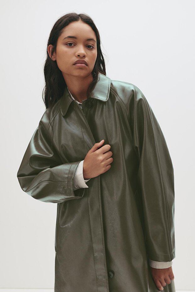 Vinil efektli trençkot - 4