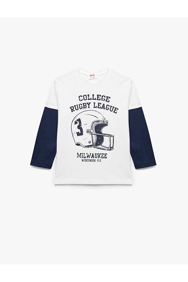 Cotton Crew Neck Long Sleeve Printed T-Shirt
