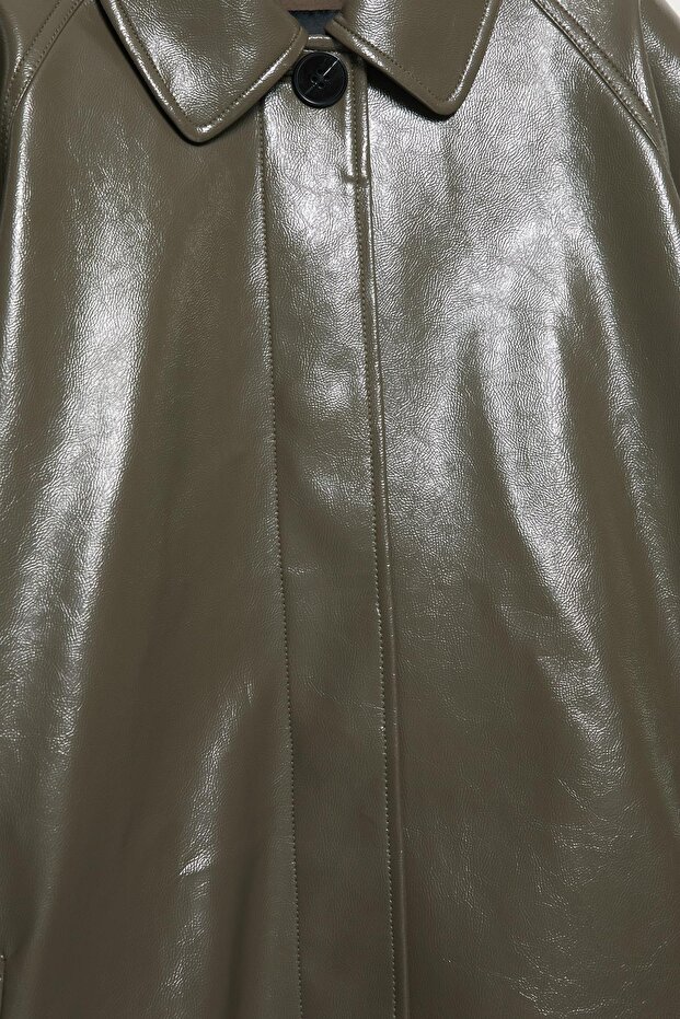 Vinil efektli trençkot - 8