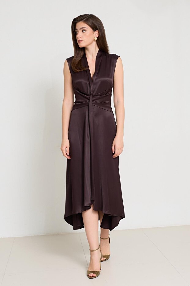 Acı-Кава V-подібний виріз, деталізована талія, міді-довжина, без рукавів - 2