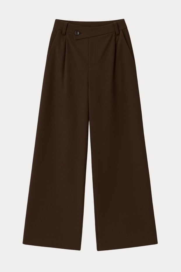 4759 Women's Cross-Waist Flowy Wide-Leg Palazzo Pants Brown